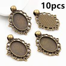 10个13x18毫米内径合金金属椭圆形吊坠凸面宝石空白底座镶嵌托盘DIY珠宝制作配件，适用于项链、耳环、手链 - 卡寶石底托 - 查看 19