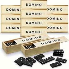 28片桌上遊戲，趣味桌面多米諾玩具，適合戶外露營與旅行，黑色木盒多米諾骨牌，互動策略遊戲，可培養技巧，多人互動遊戲，遊戲禮物 - 彩色 - 查看 4
