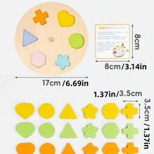 Tablero de emparejamiento de formas geométricas para educación temprana Montessori, juguetes de rompecabezas de madera multifuncionales para preescolar de emparejamiento de colores - Multicolor - Ver 13