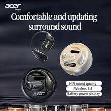 Acer OHR510 蓝牙耳机，开放式设计，带充电盒，挂耳式无线耳机，立体声，降噪，低延迟，舒适佩戴，适合学习、商务、运动、跑步、骑行，兼容手机、平板电脑、笔记本电脑，推荐圣诞节和情人节礼物 - 黑色 - 查看 4