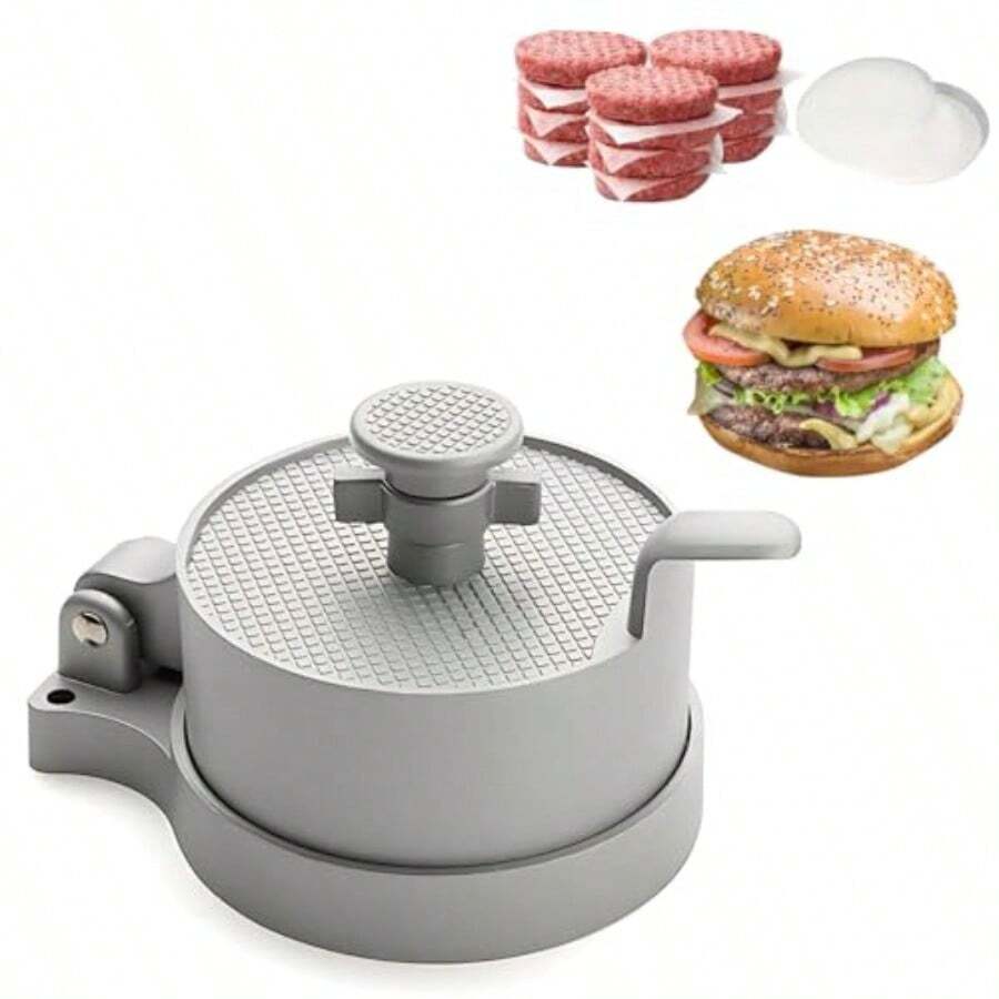 YQQ Molde Hamburguesa Prensa Hamburguesa Antiadherente Burger Press Máquina para Hacer Hamburguesa Prensa de Carne Ajustable Patty Maker para Carne Picada Barbacoa Parrilla con 100 Papel de Cera2179 - como en la foto - Ver 1
