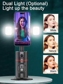 TOKQI 360° Rotatable Automatic Face Tracking Gimbal Stabilizer For Smartphones/Cameras, Detachable Phone Holder With Bluetooth Wireless Remote Control, Compatible With IOS And Android, Suitable For Photography, Vacation Travel, Outdoor Activities And Live Streaming, No App Required - 彩色 - 查看 3