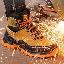 Men's Steel Toe Shoes Waterproof Soft Durable Work Boots Indestructible Comfortable Work Boots Anti-Slip Work Shoes Women's Work Shoes - 黃色 - 查看 2