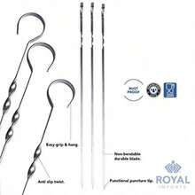 Royal Imports Pinchos de metal para barbacoa asar barbacoa de acero inoxidable 43 cm de largo reutilizables 12 unidades - Acero Inoxidable - Ver 4