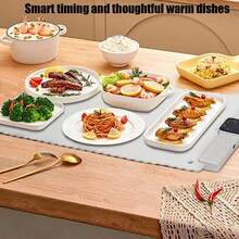 PZW Warming Mat for Food Electric Warming Tray - Full Surface Heating Auto Shut-Off -Versatile Foldable Food Warmer with 5 Level Temperature Keeps Food Warm at Buffets  Blue2537 - Azul - Ver 3