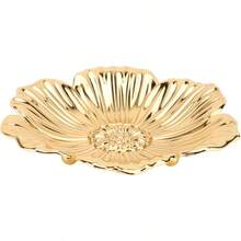 YQQ Plato de Fruta Europea Vintage Bandeja para Servir por Servicio Turco con Manijas Bocadillo Postres Comida y café Frutas 18 cm/7.09in2179 - Dorado - Ver 1