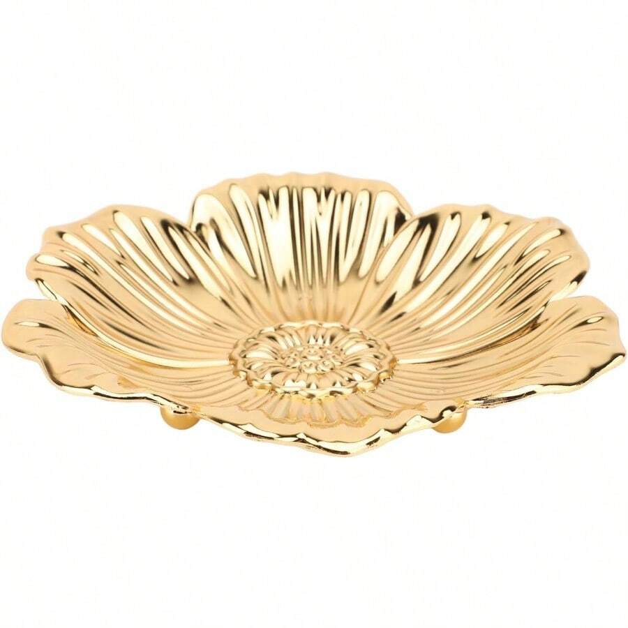 YQQ Plato de Fruta Europea Vintage Bandeja para Servir por Servicio Turco con Manijas Bocadillo Postres Comida y café Frutas 18 cm/7.09in2179 - Dorado - Ver 1