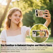 Màn hình theo dõi selfie tương thích với iPhone, Màn hình camera sau từ tính mới nhất dành cho điện thoại di động, Thích hợp cho người sáng tạo nội dung, người có ảnh hưởng, người phát trực tiếp, Snaplylens tương thích với màn hình selfie của và Android, Phụ kiện du lịch thiết yếu, Đèn điện thoại, Đèn selfie, Chân máy ảnh, Đèn Giáng sinh, Đèn vòng, Giá đỡ điện thoại, Đèn phòng, Nhiếp ảnh, Máy ảnh thích hợp cho kỳ nghỉ đông, Kỳ nghỉ du lịch, Điều khiển chụp ảnh di động, Điều khiển từ xa chụp ảnh điện thoại, Điều khiển từ xa chụp ảnh điện thoại - Màu Hồng baby - Xem 3