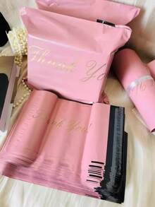 20/50个装优雅粉色“谢谢”礼品袋，自粘防水封口设计，快递袋，新款加厚易撕袋，粉色包装袋，自粘袋，防水快递袋，加厚物流快递包装袋，邮寄袋，适用于派对礼品包装 - 彩色 - 查看 8