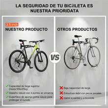 Set de 2 Porta Bicicleta, Porta Bicicleta Auto y Pared, Extensible, con Correas para Ruedas, Llave Sencilla, Metal + Espuma de 8mm, Color Negro - Negro - Ver 5