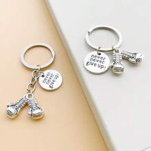 1 pieza/2 piezas/5 piezas Llavero metálico con guante de boxeo 3D realista, llavero inspiracional "Nunca te rindas" con espíritu deportivo, recuerdo de club deportivo, regalo para amigos y familiares atletas de boxeo - Plateado - Ver 2