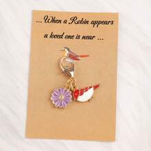 1个/5个知更鸟与花朵钥匙扣套装，附赠慰问卡，是送给家人、朋友、爱人的理想礼物，也可作为装饰包包挂饰，完美之选。 - 彩色 - 查看 6