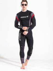 HISEA 3.0毫米厚男士保暖潜水服，保暖潜水服，水上运动连体休闲服 - 黑色 - 查看 4