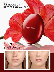 TIRTIR Red Cushioned Foundation Air Cushion, Lightweight Concealer Lasting Light Weight Semi-Matte 18g - 22N Shell Rice - View 2