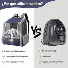 zxr Genérico Mochila Extensible Mascotas Mochila Mascotas Viaje Transpirable Transportadora Gato Perros Pequeños y Gatos con Correa Interior y Alfombrilla para Mascotas. Blue89 - Azul - Ver 3