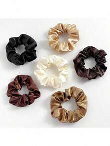 1/2/12件套丝滑发圈，黑色和棕色缎面发绳，马尾辫发圈，丝绸发带，发圈，发饰