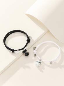 ATLVXJL 2件套发光情侣/友情/爱心和可爱猫咪吊坠手链套装，时尚饰品，适合日常佩戴和情人节礼物 - 彩色 - 查看 8