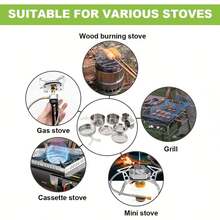 8-Piece Stainless Steel Camping Cookware Set With Pots, Plates, Cups & Handles – The Essential, Practical And Durable Field Kitchen Gear For Camping And Hiking. - Silver - View 7