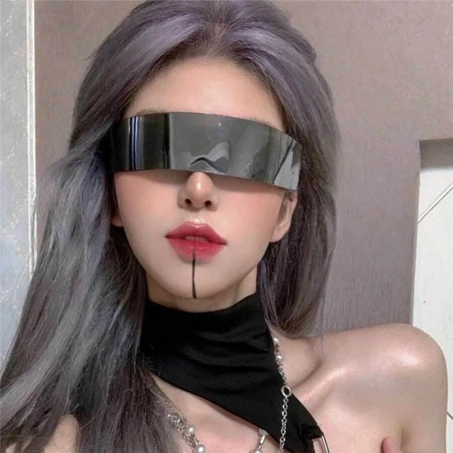 Cyberpunk Style Metal Eyeglasses, Future-Inspired Shades, Fashionable Versatile UV Protection Glasses, Sci-Fi Futuristic Vibes, Suitable For Men And Women - Multicolor - View 1