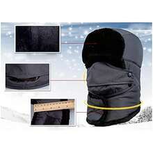 Hombres Mujeres Sombrero de Snowboard Invierno Grueso Caliente Cuello Oreja Cara Sombrero de Orejera Gorro de Cazador - Gris - Ver 7
