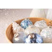 Karma, Adorno Colgante de Navidad, Adorno de Vidrio geométrico con Purpurina de 3 Pulgadas, Azul, decoración navideña, Adorno para árbol de Navidad(default) - Multicolor - Ver 3