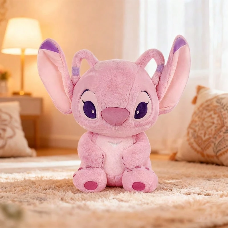 Miniso Búp bê nhồi bông ngồi cơ bản Angel 18 thuộc dòng Stitch Series - Chất liệu nhung mềm mại màu hồng + Chi tiết tai tinh tế, lý tưởng để trang trí ghế sofa và làm bạn đồng hành ôm ấp (1 chiếc) - Nhiều màu - Xem 1
