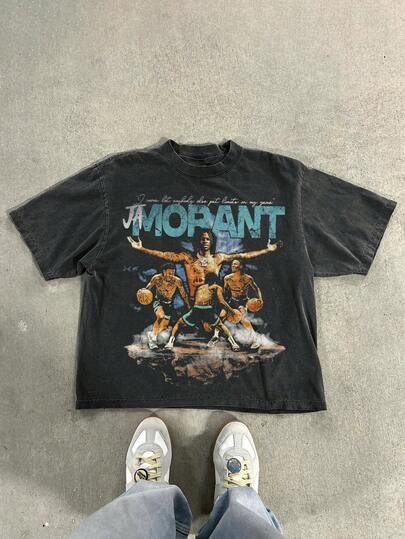 Camiseta casual de hombre con estampado de copos de nieve desgastado, primavera/verano