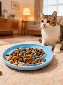 Silicone Slow Feeder Cat Bowl, Puzzle Feeder Cat, Interactive Toys, Slow Feeding Cat Bowl Suitable For All Dry And Wet Foods, Easy To Clean Silicone Bowls