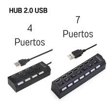 Concentrador Hub De 4 Puertos Usb 2.0 Multi Contacto Adaptador Usb Con Interruptores Individuales Led - Blanco y Negro - Ver 8