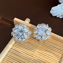 Seaside Vacation Style Pearl White Flower Earrings Light Luxury Niche Design Sense Stud Earrings Wedding Bridal Jewelry - 31#E6505 Silver Needle - Gold - View 42
