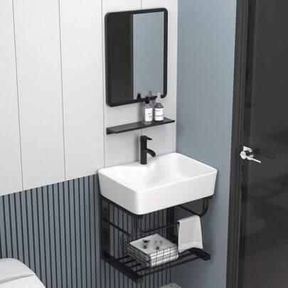 Rectangular Lavabos Para Baños Con Espejo Y Canasta