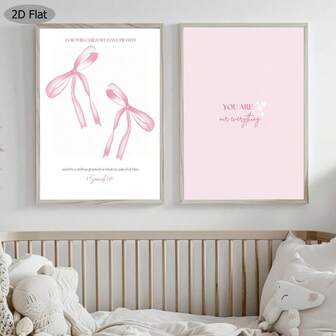 2 piezas Pintura de arte de pared de vivero estilo femenino con citas bíblicas en lienzo. Decoración de pared para dormitorio, habitación de bebé o sala de estar sin marco