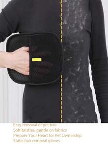 1PC Upgraded Large Pet Static Hair Removal Gloves - Black Polypropylene Cat Beauty Gloves With Yellow Decoration, Efficient Hair Removal For Cats And Dogs, Essential Pet Beauty Tools | Fashionable Pet Accessories | Care Gloves, Pet Beauty Gloves