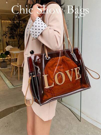 2025 New Korean Version Transparent Jelly Large Capacity Shoulder Crossbody Bag For Women