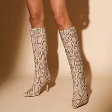 Women's Fashionable Pointed-Toe Stiletto Boots With A Sexy And Elegant Side Zipper Design, Suitable For Christmas, Halloween, Valentine's Day, Music Festivals, Nightclubs And Parties. - 蛇 - 查看 2