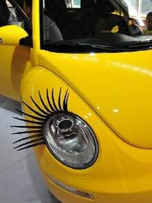 2Pcs/Set Car Light Decoration Stickers Fake Eyelashes Cartoon Cute And Simple Stickers Car Decoration Headlights Classic Self Adhesive Stickers - Black - View 2