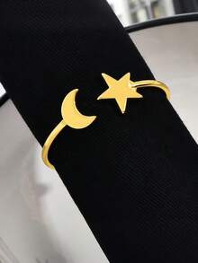 1个精致奢华的金色星月餐巾环，镂空餐巾架，适合家庭和酒店餐桌装饰，是婚礼、节日派对主题的完美之选，也是餐厅的必备用品。 - 彩色 - 查看 4