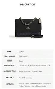 Coach Klare Crossbody Printed Women's Single Shoulder Crossbody Bag CV978QBMI5 - 黑色CV978QBMI5 - 查看 5