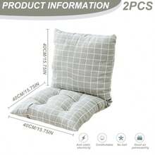 YQQ Colchón Para Silla Exterior Cojines de silla al aire libre de 2 piezas almohadillas silla baja a cuadros grises con corbatas almohadillas asiento en espesas suaves2179 - como en la foto - Ver 6