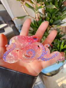 1 pièce Pince à cheveux en acétate de taille moyenne, série Vie océanique - Poulpe, Tortue, Hippocampe, Baleine, Clip à queue de cheval élégant, accessoire capillaire de haute qualité, design de queue de sirène, bohème, acrylique, convient pour des clips à cheveux élégants - Multicolore - Voir 5