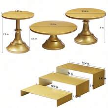 6PCS Cake Stand Set, Gold Metal Cake Stands For Party, Dessert Table Display Set, 3 Size Round Cake Pedestal Stand With Cupcake Risers Stands, Dessert Cake Holders For Weddings, Birthday, Baby Shower - 金色 - 查看 3