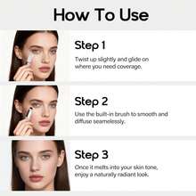 Color Changing Foundation Stick, Medium To Full Coverage Cream Stick Hydrating Makeup, Dual-Ended With Soft Brush For Flawless Look, Portable & Travel-Friendly (White) - Default - View 4