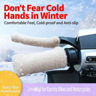 1 Set (4pcs) Fleece Handlebar Covers For Electric Bicycles, Motorcycles And Tricycles - Warm And Anti-Slip, Suitable For Winter