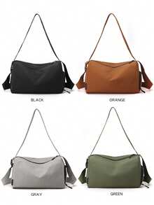 1 pieza Bolso impermeable para hombres con compartimento separado para zapatos, bolso de hombro/cruzado de gran capacidad en color negro sólido minimalista, bolso de equipaje multifuncional, adecuado para estudiantes, adolescentes, estudiantes universitarios, dormitorios, práctico y versátil, adecuado para volver a la escuela, vacaciones, viajes - Multicolor - Ver 12