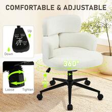 Fumahome Modern Chenille Office Chair With Wheels Swivel Home Office Desk Chair Adjustable Height Accent Chair With Comfy Backrest Upholstered Chenille Task Chair For Home Office Study Room - Beige - View 3