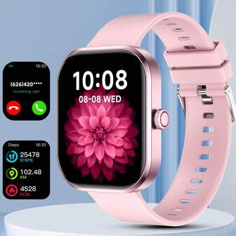 Smartwatch für Damen und Herren, verschiedene Sportmodi, Handyieren und Musikhören, Benachrichtigungen für verschiedene Social-Media-Apps, Knopfdesign, Fernsteuerung für Foto und Musik, geringer Energieverbrauch mit langer Akkulaufzeit