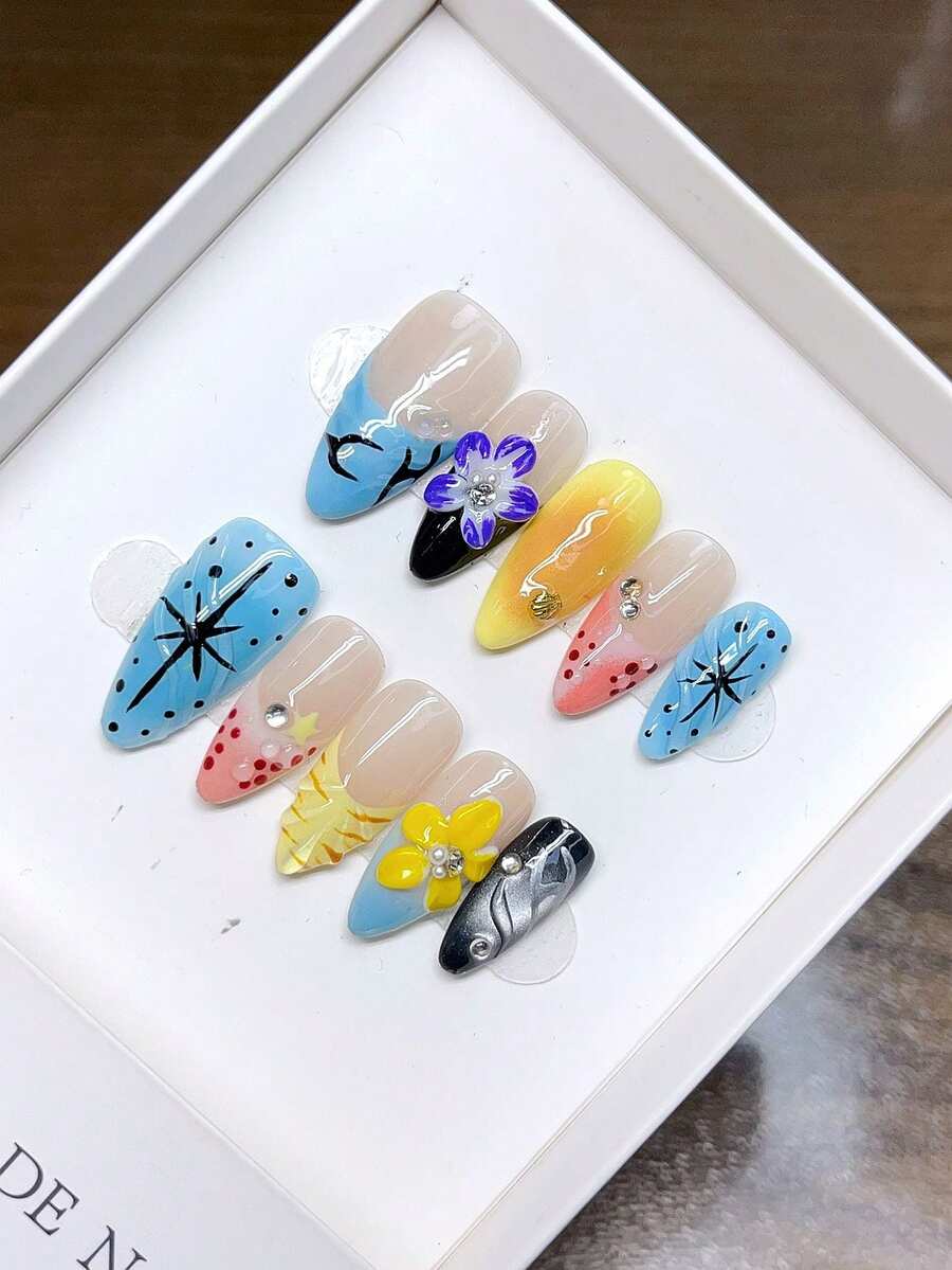 Pure Handmade Wearable Nails Almond Nail Shape; Hand-Painted Red French Nails, High-Quality Temperament Simple Design Nails, Autumn And Winter Nails Full Coverage False Nails, Y2K Nails, Unique And Niche Creative False Nails, Daily Nails, Cute Modern Style Nails, Daily Use, Detachable Wear And Reusable
