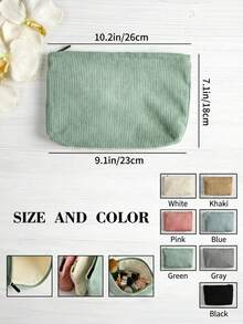 Trousse de toilette en velours côtelé brodée, pochette de maquillage personnalisée, trousse de toilette brodée, cadeau de Noël, cadeau de demoiselle d'honneur, cadeau pour elle, organisateur de voyage, cadeau pour la fête des mères, esthétique - Multicolore - Voir 7