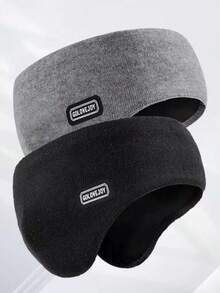 2个装男士冬季耳罩，双层保暖耳罩带头带衬里，男女皆宜，适合跑步、骑行等运动。