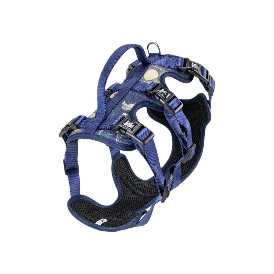 Harnais pour chiens de taille moyenne et grande, modèle large anti-traction avec poignée, respirant et robuste pour les randonnées. - Bleu azur - Voir 1